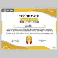 certificate template for participation with an elegant and abstract modern frame vector