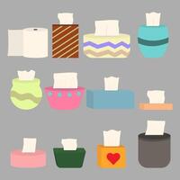 sets of napkins and toilet paper in different boxes vector