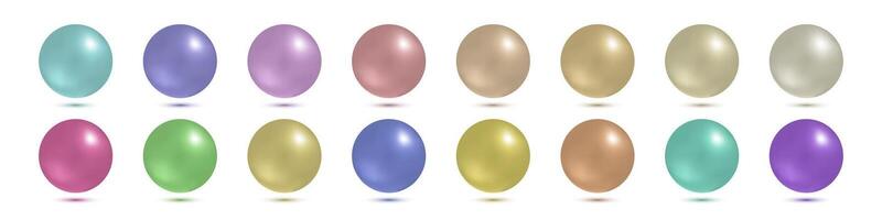 Colored 3d balls set, volume sphere on a white background with shadows, colorful pearls, illustration vector