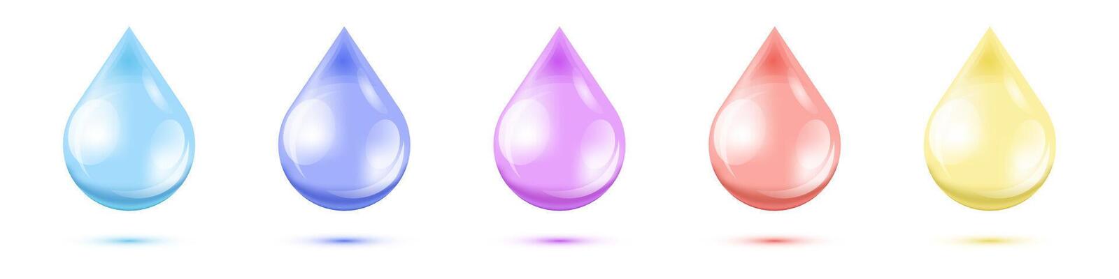 Water drop collagen serum set, Droplet liquid essence skin care product, illustration