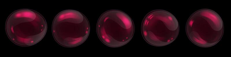Drops of serum lotion cleansing foam for face care, elements transparent soap bubbles on black background vector