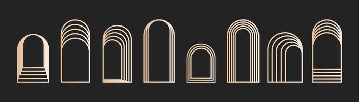 Minimalist decorative aesthetic arch frame, linear design elements in art deco style. Linear geometric shapes vector