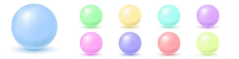 Colored 3d balls set, volume sphere on a white background with shadows, illustration vector