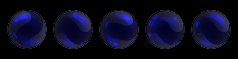 Elements transparent soap bubbles on black background Drops of serum lotion cleansing foam for face care vector