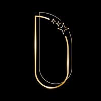 Star glare golden arch geometric frame shape, golden minimalist y2k frame border vector