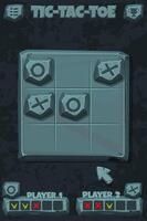 Tic-Tac-Toe stone style, UI game with cursor arrow. cartoon strategy game noughts and crosses. Board logic game for your mobile game development UI. vector