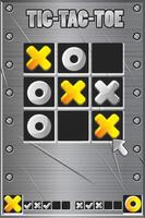 Tic-Tac-Toe metal style, UI game with cursor arrow. Board logic game for your mobile game development UI. cartoon strategy game noughts and crosses vector