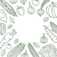 green line art vegetables illustration with copy space vector
