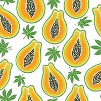 papaya with leaves pattern vector