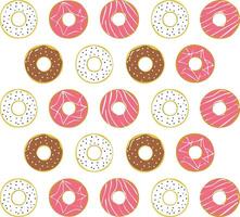 pink and chocolate glazing donuts pattern vector