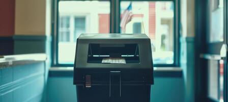 Absentee Voting Awareness Banner. Secure Ballot Drop Box for Mail Voting Promotion photo