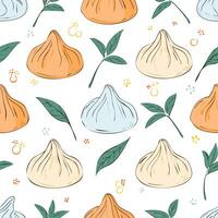 hand drawn style dumpling pattern vector