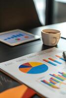 Professional Workspace with Financial Documents and Technology for Efficient Business Management photo