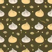 dumpling pattern dark background vector