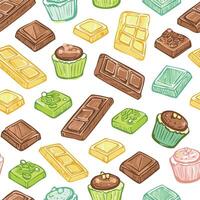 chocolate bars and muffins pattern vector