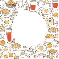 breakfast doodle pattern with copy space vector