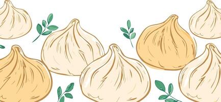 dumpling illustration with copy space vector
