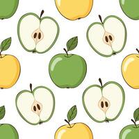 whole and half apples pattern vector