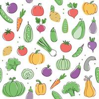 different vegetables hand drawn style seamless pattern vector
