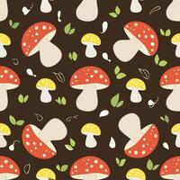 mushroom pattern on dark background vector