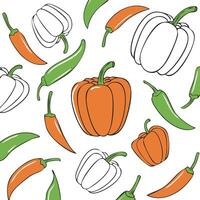 pepper and chilli pattern vector