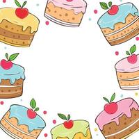 hand drawn style line art cakes with copy space vector