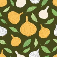 onion and garlic pattern vector