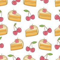 cherries and vanilla cakes pattern vector