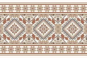 Geometric flowers pattern on white background.Geometric ethnic pattern vector