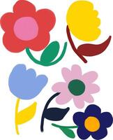 a set of colorful flowers with different colors vector