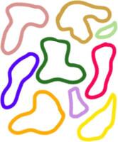 a drawing of a bunch of different colored abstract shapes vector