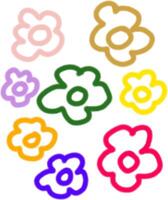 a drawing of colorful flowers with a white background vector