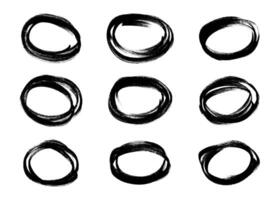 Circle drawn with a black marker. Set of doodle style various scribble circles. Black hand drawn design elements on white background. illustration vector