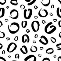 Seamless pattern with black sketch brush scribble circles shape on white background. Abstract grunge texture. illustration vector
