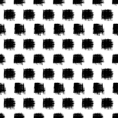 Seamless pattern with black brush stroke in square form on background. illustration