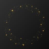 Abstract gold glowing halftone dotted background. Gold glitter in circle. Circle halftone dots. illustration vector