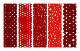 Set of seamless hospital backgrounds with plus . White symbol of medicine on a red background. illustration vector