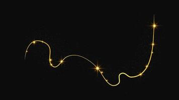 Gold glittering wave and stardust. Golden magical sparkles on dark background. illustration vector