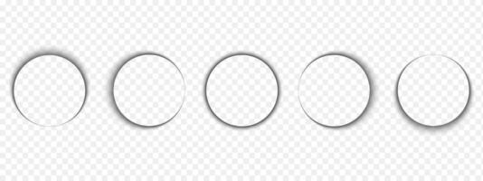 Round shadows. Circle soft overlay effect. Rounded shapes with dark gradient borders. Empty circular shades on floor, paper or page. realistic illustration vector