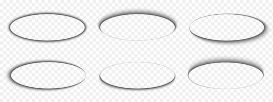 Oval shadows. Ellipse soft overlay effect. Elliptical shapes with dark gradient borders. Empty circular shades on floor, paper or page. illustration vector