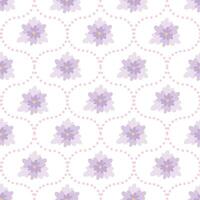 Delicate floral seamless pattern with soft purple flowers with vintage lattice design for fabrics, wallpapers, wrapping paper, textile prints, stationery, etc. EPS 10 vector