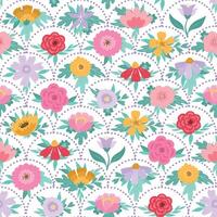 Floral seamless pattern with dotted grid for wallpaper, scrapbooking, stationery, wrapping paper, textile prints, apparel, etc. EPS 10 vector