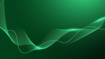 Abstract shining wave line on dark green background. Dynamic wave pattern.Futuristic technology concept. vector