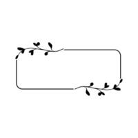 frame with leafs decoration isolated icon illustration design black and white vector