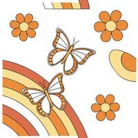 70s inspired seamless pattern with psychedelic shapes and vibrant color schemes for creative projects Clean vector