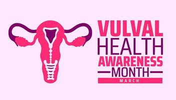 Vulval Health Awareness Month background banner or poster design template. observed every year in March. Holiday concept. Use to any Template, card, poster, placard, template. vector