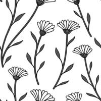 Abstract calendula stems seamless tile pattern artistic isolated white background ideal for creative projects posters wallpapers digital media Clean vector