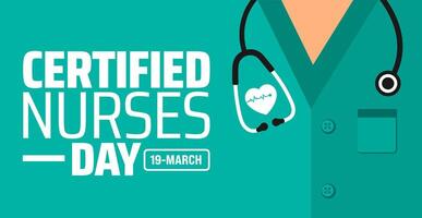 certified nurses day background banner or poster design template with green color vector