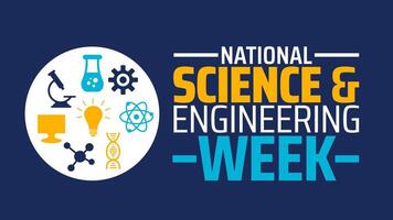 National Science and Engineering Week background banner or poster design template. observed every year in March. Holiday concept. Use to any Template, card, poster, placard, template. vector