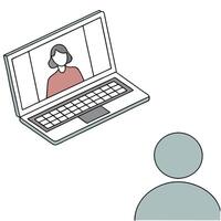 Abstract digital art of a person attending a virtual meeting from a modern home office with bokeh effects Clean vector
